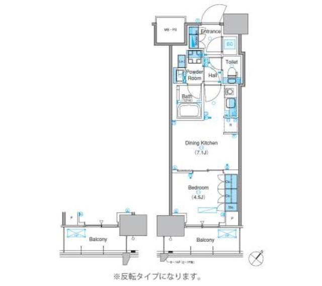 パークアクシス豊洲キャナル(1DK/7階)の間取り写真