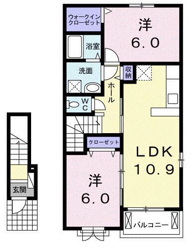 ラフィーネ(2LDK/2階)の間取り写真