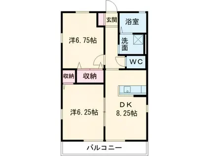 ルミエールいいくらB(2DK/2階)の間取り写真