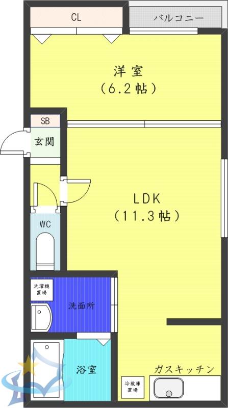 サンリビエール(1LDK/4階)の間取り写真