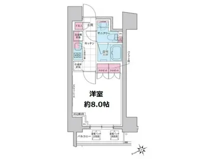 ステラメゾン三軒茶屋(1K/15階)の間取り写真