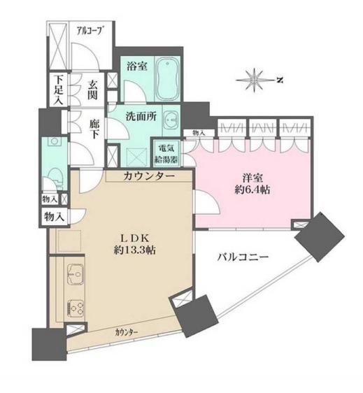 パークハウスオー・タワー(1LDK/14階)の間取り写真