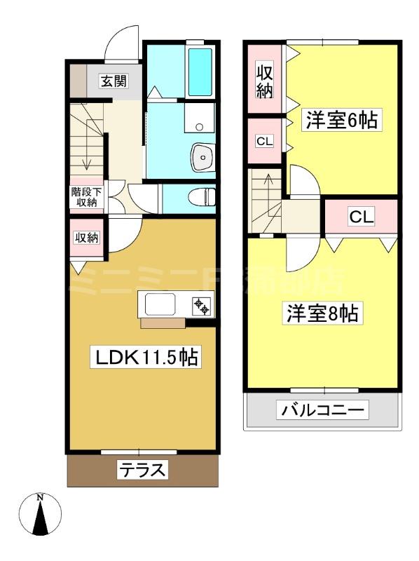 LIVERARE ISAKAE(2LDK/1階)の間取り写真