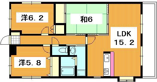 ソシアI(3LDK/2階)の間取り写真