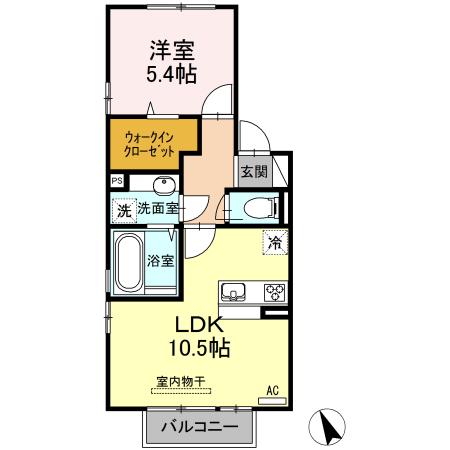 マリースプリング A棟(1LDK/2階)の間取り写真