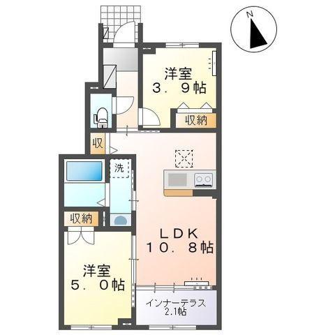 TEORIA 茂庭(2LDK/1階)の間取り写真