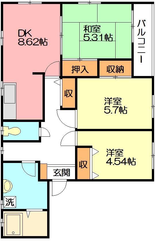 アウレリア(3DK/3階)の間取り写真