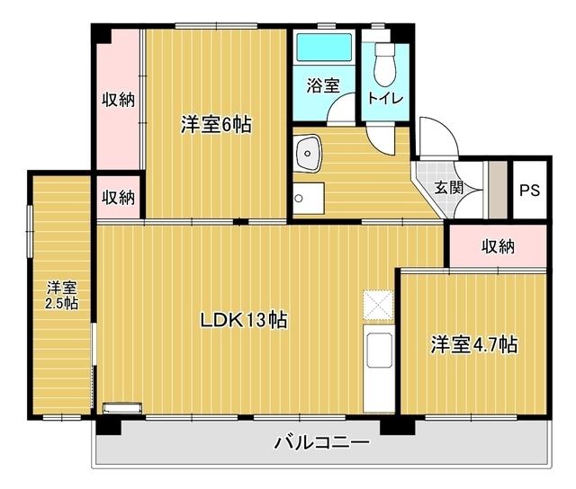 フォンテーヌ北山手N棟(2SLDK/1階)の間取り写真