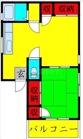 菅ビル(1DK/4階)の間取り写真