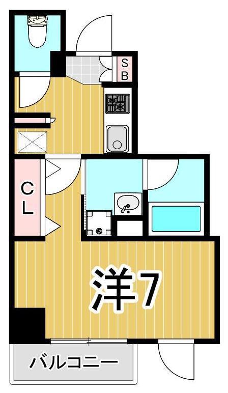 グランカーサ綾瀬(1K/6階)の間取り写真