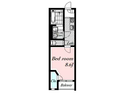 アルカディア(1K/1階)の間取り写真