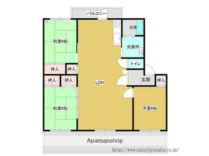 コーポ天神II(3LDK/2階)の間取り写真
