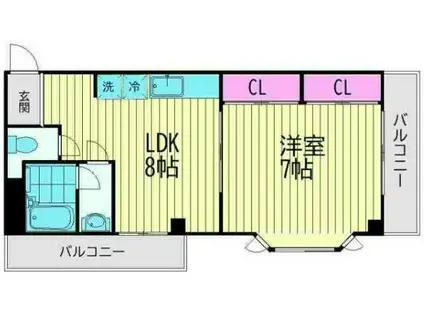 クローバーハイムII(1LDK/3階)の間取り写真