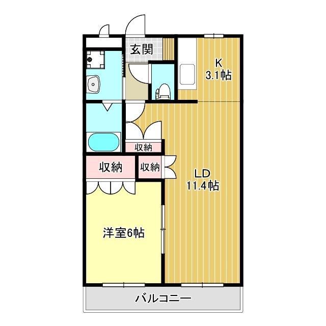 イーストサイドハイツ(1LDK/2階)の間取り写真