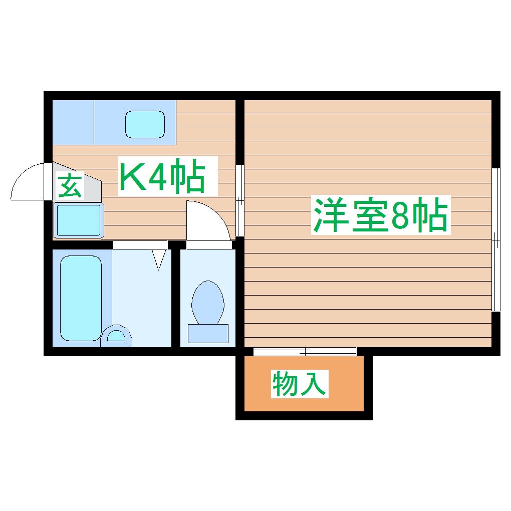 パルゾーンI(1K/2階)の間取り写真