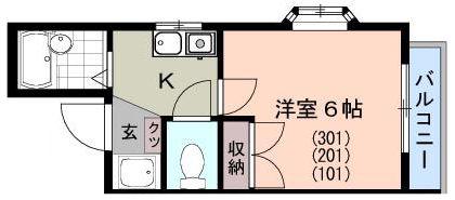 クレアモントハウスT&S(1K/2階)の間取り写真
