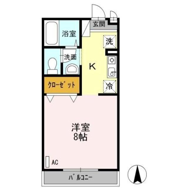 ハッピーライフII(1K/1階)の間取り写真