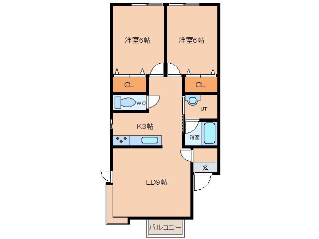 ハイツ成田(2LDK/2階)の間取り写真
