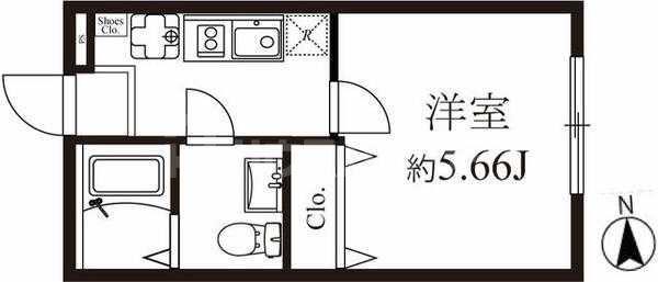 モダンラフォンテ高島平(1K/1階)の間取り写真