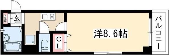 XーOVER21覚王山(ワンルーム/3階)の間取り写真