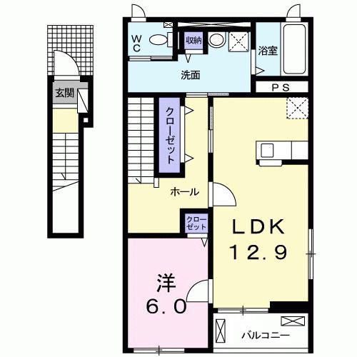 グランツ中野西 B棟(1LDK/2階)の間取り写真