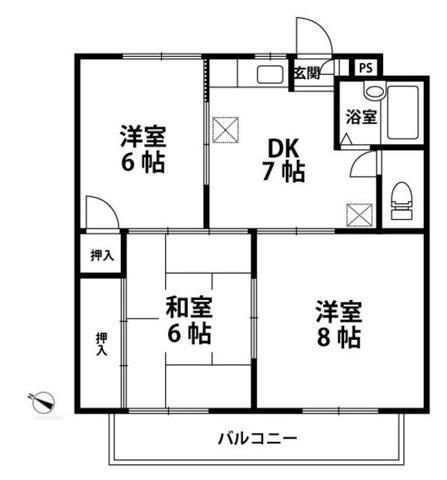 カターラヴィレッヂI(3DK/3階)の間取り写真