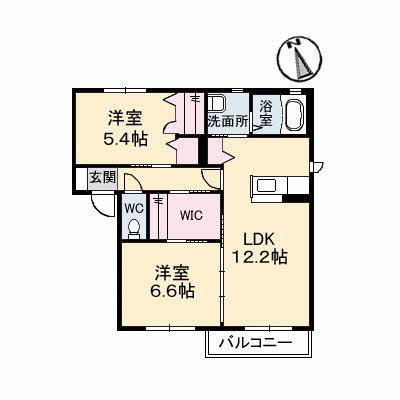 グランマスト春日 B棟(2LDK/1階)の間取り写真