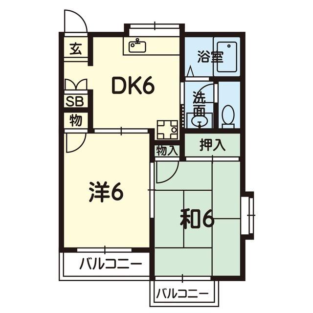 シャーポエムA(2DK/2階)の間取り写真