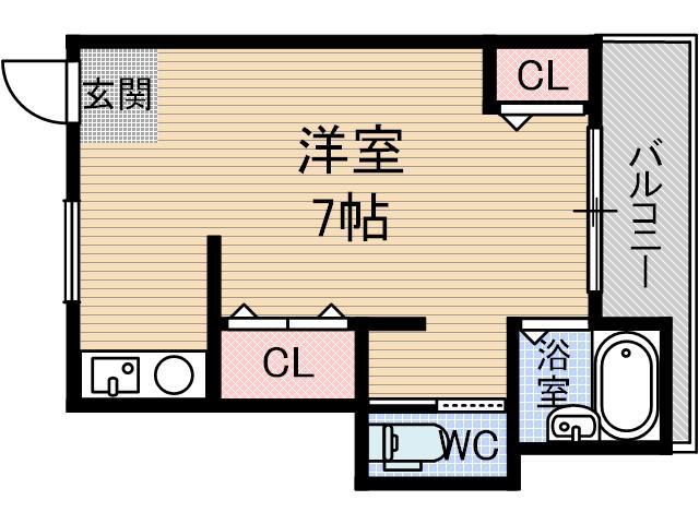 アンフィニィ・橋の内Ⅳ(ワンルーム/2階)の間取り写真