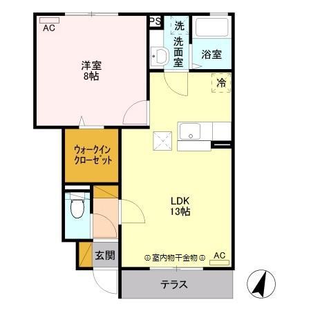 ナディアA102(1LDK/1階)の間取り写真