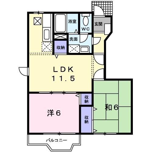 プレミール湘南(2LDK/1階)の間取り写真