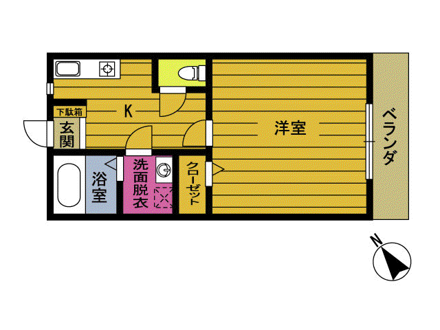 エクレール北浜A(1K/2階)の間取り写真