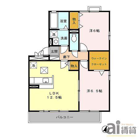 コゥジーコートA(2LDK/1階)の間取り写真
