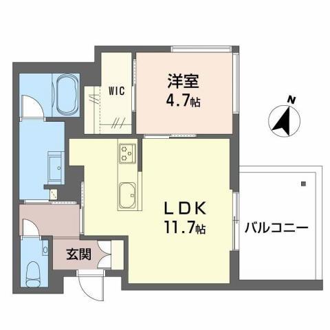 プレミアス大濠西(1LDK/2階)の間取り写真
