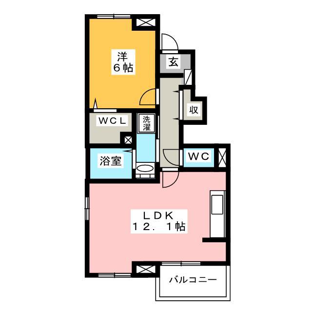 メゾン・ド・グラース(1LDK/1階)の間取り写真