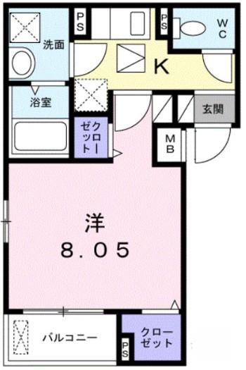 ベルフィオーレ戸越(1K/1階)の間取り写真
