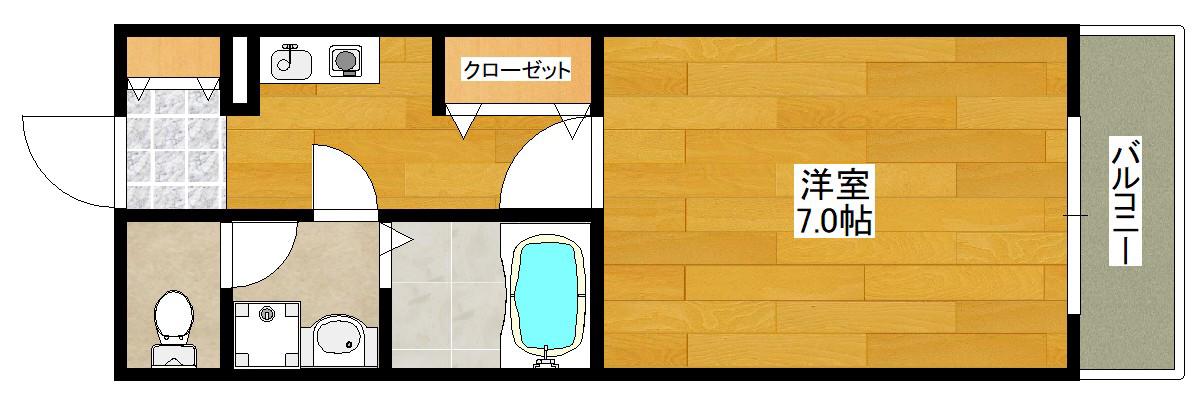 グランカーサ緑地公園(1K/2階)の間取り写真