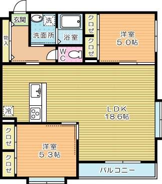 フォルツァ ドット ミュ(2LDK/4階)の間取り写真