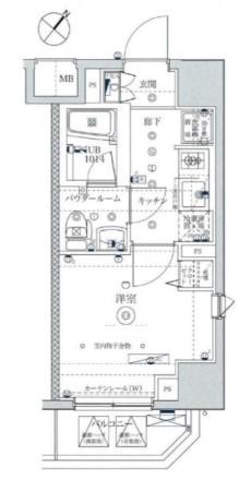 イアース横濱関内(1K/5階)の間取り写真