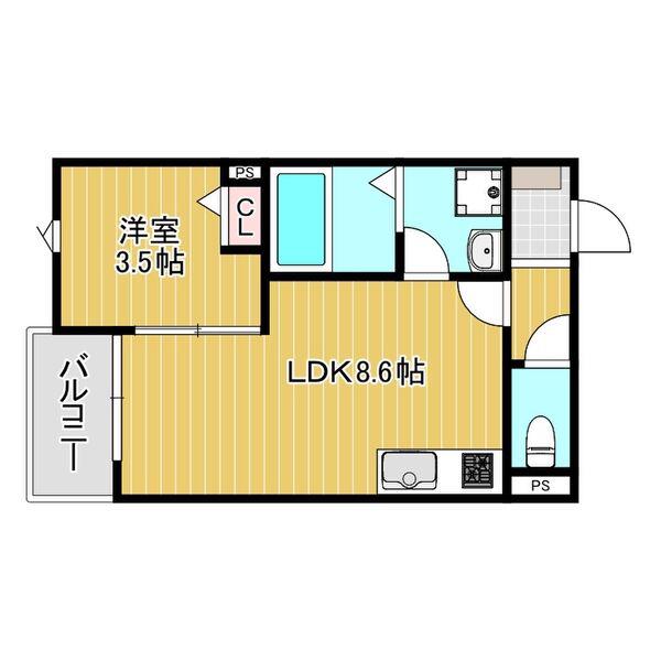 KIT石橋阪大前(1LDK/1階)の間取り写真