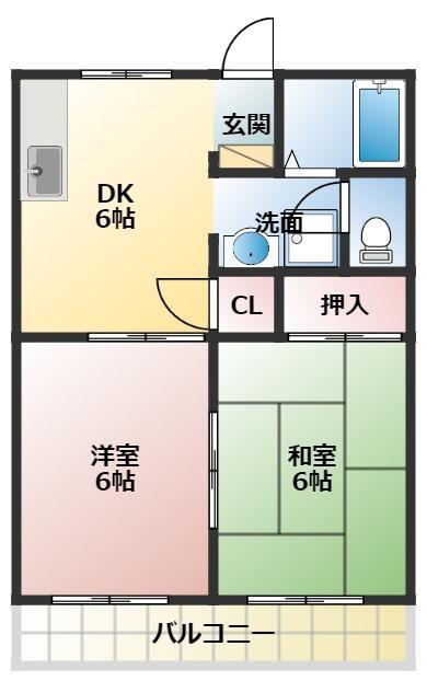 コーポラスE(2DK/1階)の間取り写真
