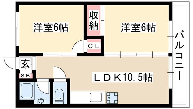 第2アラカワハイツ(2LDK/3階)の間取り写真