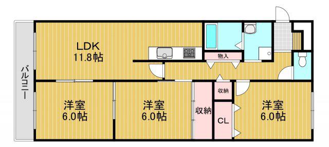 YFヒルズ宮山(3LDK/2階)の間取り写真