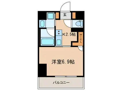 市谷仲之町ヒルズ クレスト(1K/3階)の間取り写真