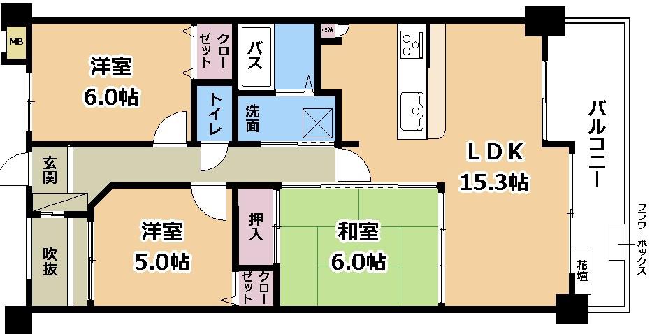 アメニティ南草津IV(3LDK/3階)の間取り写真