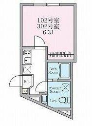 REBERTY宿河原(1K/1階)の間取り写真