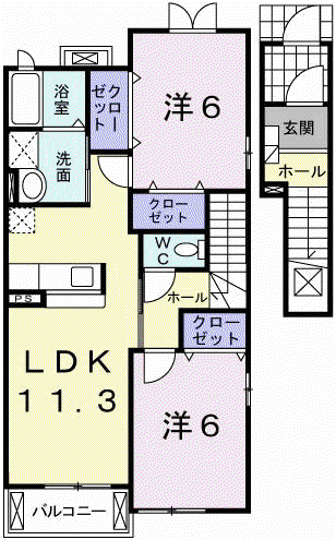フォレストタウンII(2LDK/2階)の間取り写真