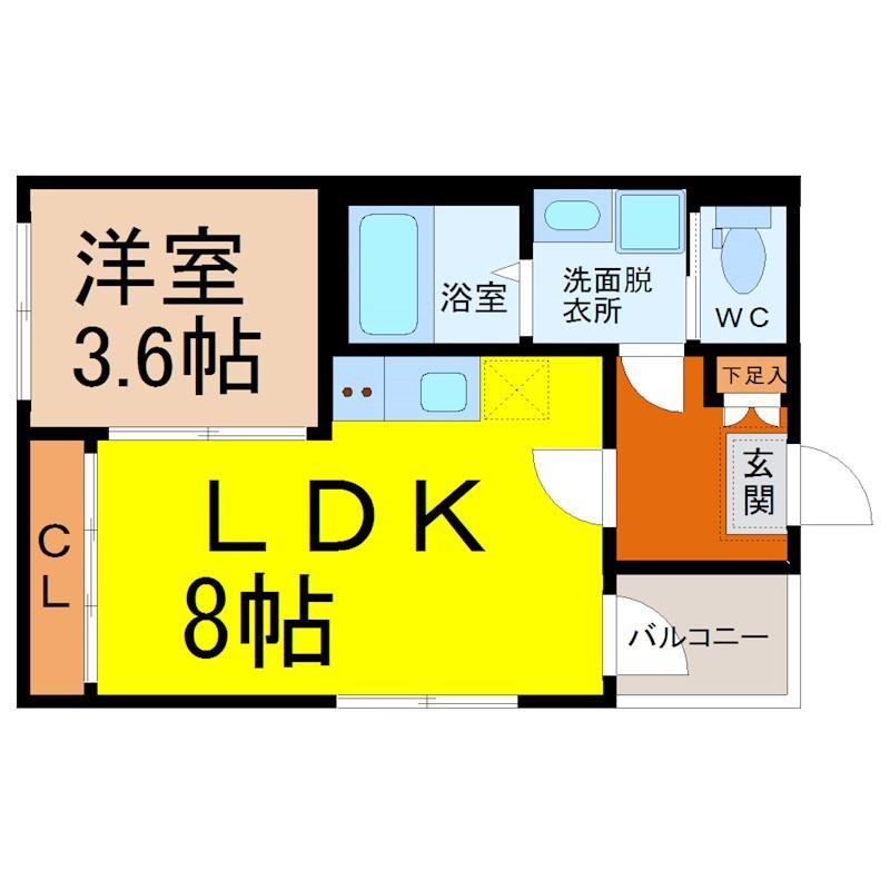 SAN SIRO 中村公園(1LDK/2階)の間取り写真