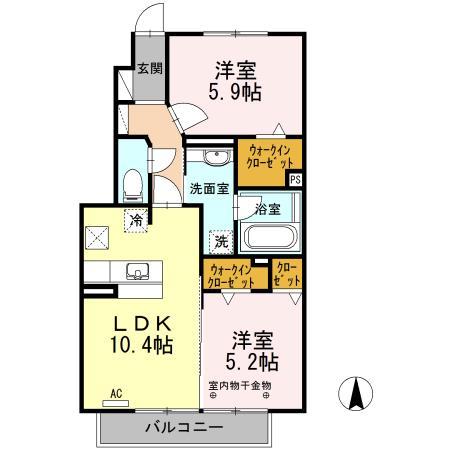 グランデールME(2LDK/1階)の間取り写真