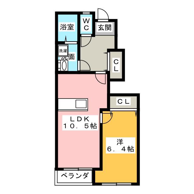 パールハイツみやび(1LDK/1階)の間取り写真